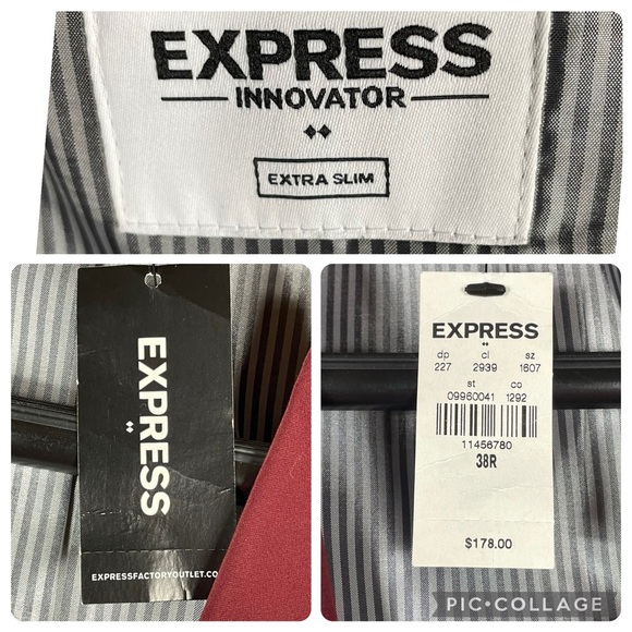 NWT Express Innovator Extra Slim Career Wedding Suit Jacket - Extra Slim 38R - Picture 4 of 16
